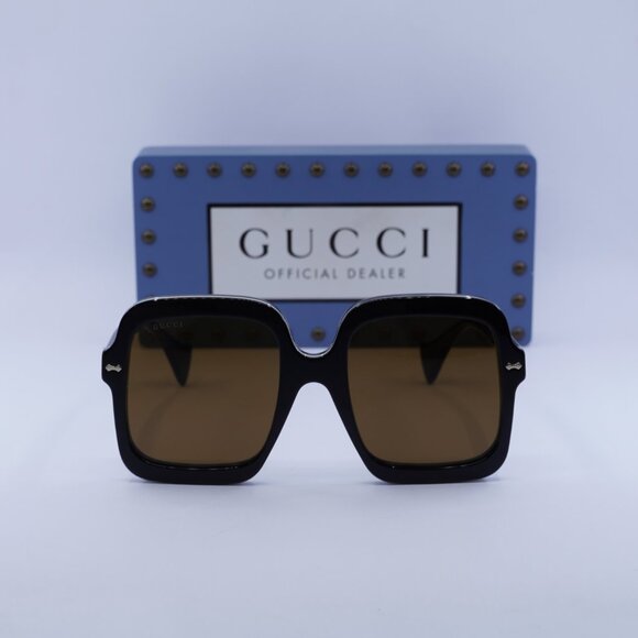 Gucci GG1241S 001 Square Sunglasses - Black/Brown main image 7